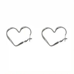 New - Big Heart Hoop Silver Earrings